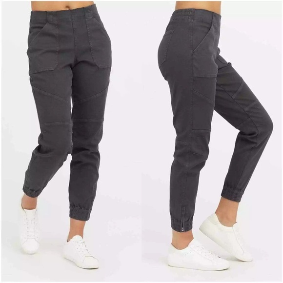 SPANX Stretch Twill Cargo Jogger Washed Black Pants‎ Size Large M Gray Casual - Picture 3 of 11